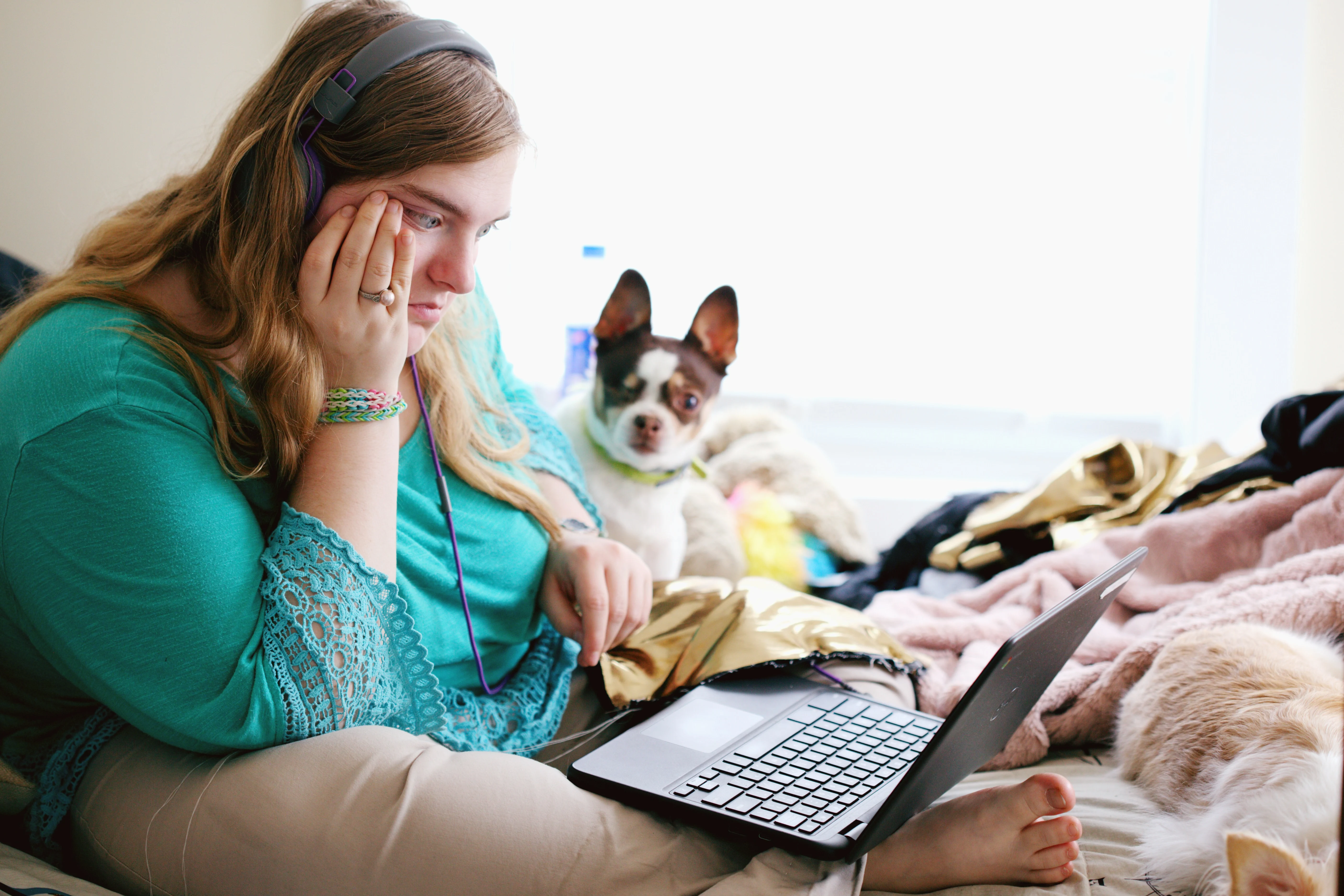 Woman looking at her laptop